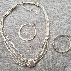 Silpada Multi-Strand necklace RARE + hoop earrings